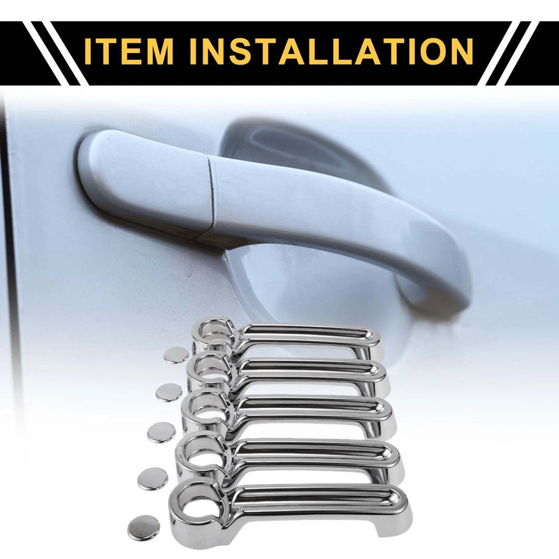 Jeep Wrangler JK JKU (2007-2015) Silver Tone Door Handle Bowl Cover Set