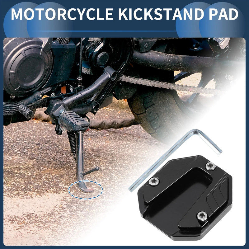 1 Set Motorcycle Kickstand Pad Aluminum Alloy Black