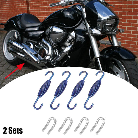 Set 33mm Exhaust Pipe Spring with U Shape Hooks Blue