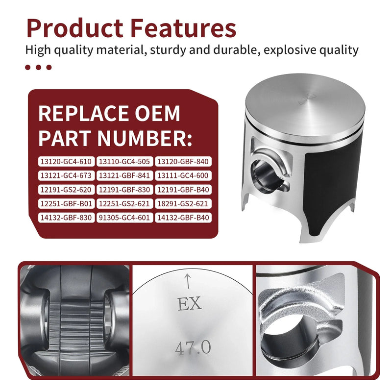 Honda CR80R 1992-2002 Stock Bore 47mm Piston Top End Gasket Kit
