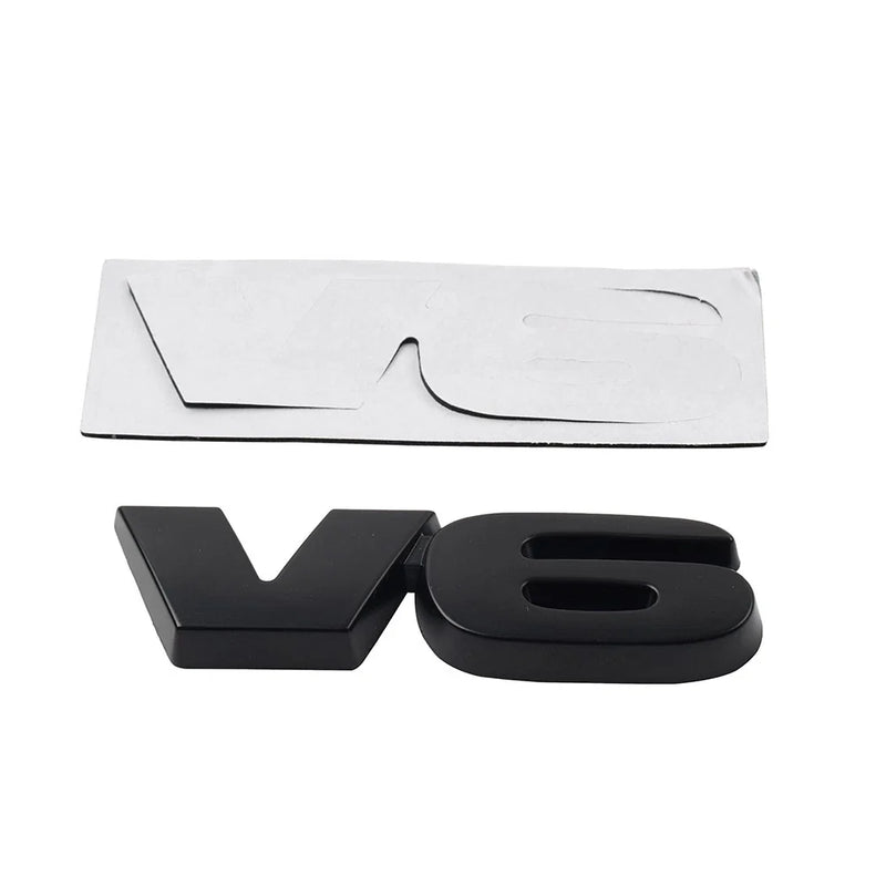 Fender Trunk Engine Black Universal Metal V6 Logo Car Emblem Badge