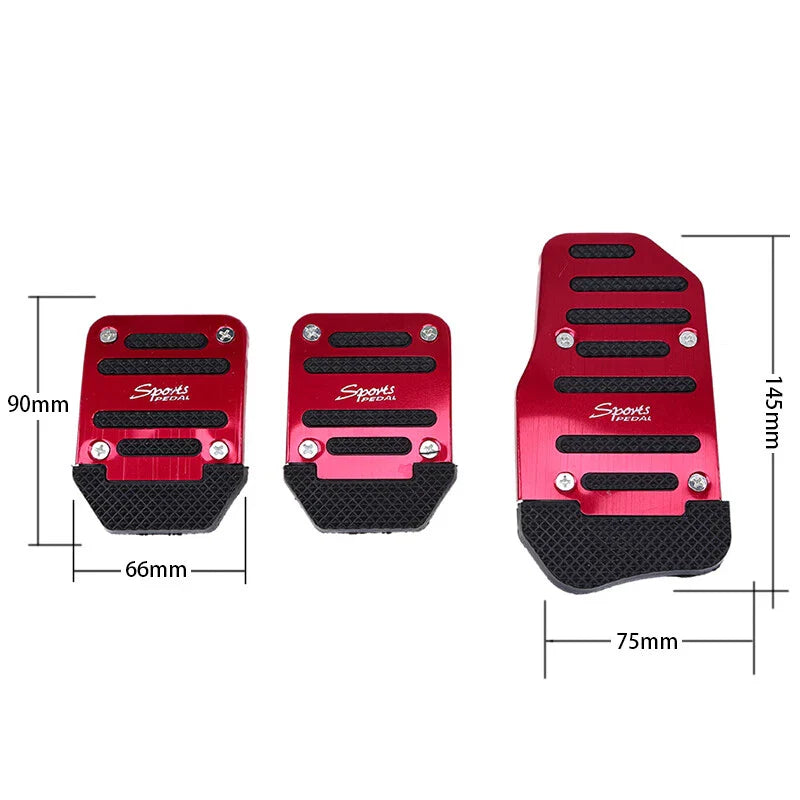 Car Accessories Red Non-Slip Gas Brake Foot Pedal Pad Cover (3 x Pieces)