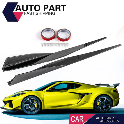 2023 Corvette C8 Side Skirts 5VM Style Extensions Rocker Panels Carbon ABS