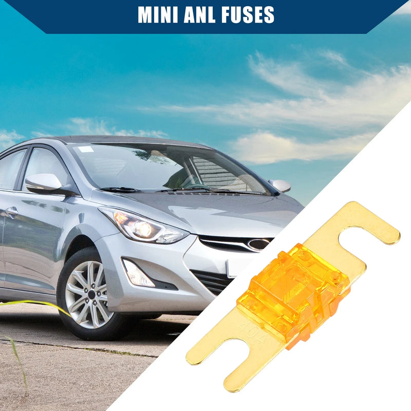 Car Motorcycle - Gold Tone Orange 5 x Mini ANL 40A Fuses