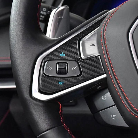 Corvette C8 Carbon Fiber Steering Wheel Remote Control Button Cover Trim