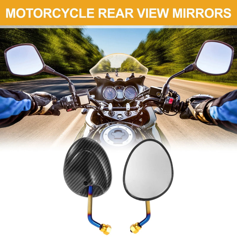 M8 2 x Rear View Mirrors Handlebar Mirror Carbon Fiber Pattern