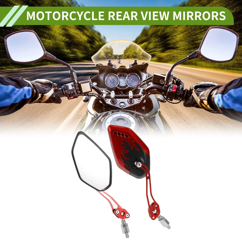 Motorcycle Mirror / M8/M10 / Rear View Mirror Polygonal Black Red Alloy