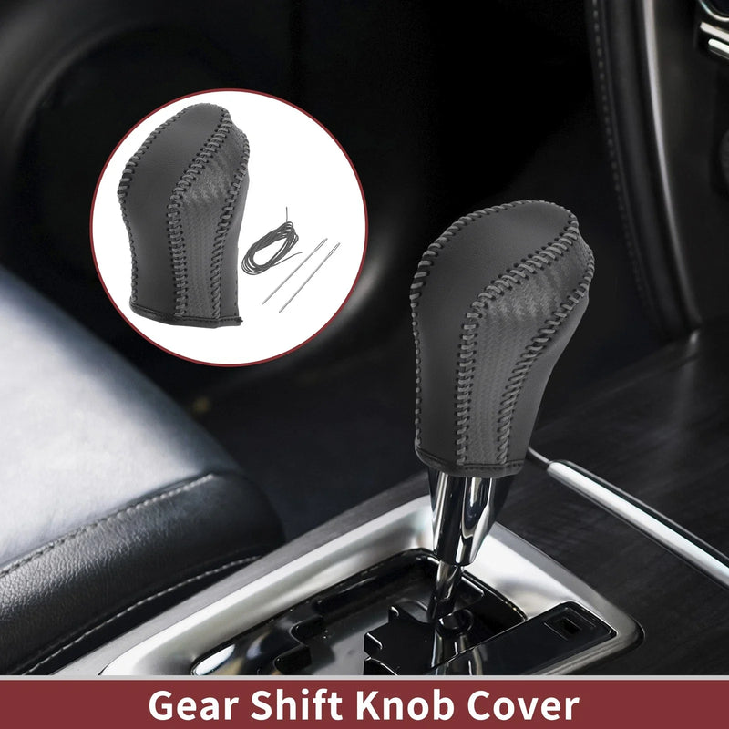 Nissan Maxima (2016-2023) Black Gray Faux Leather Gear Shift Knob Cover