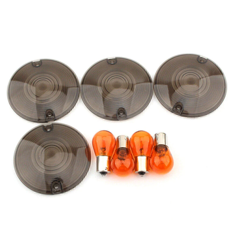 Harley Classic FLHTC Smoked Turn Signal Light Cover Lens (1997-2009)