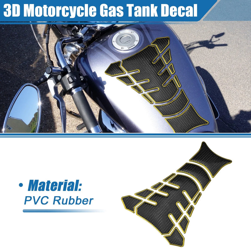 Universal Motorcycle Gas Tank Decal 7.80x5.63 Tank Sticker Black Yellow