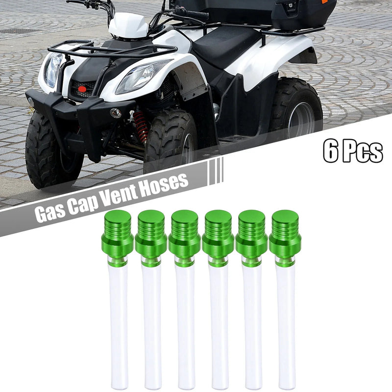 6pcs Gas Fuel Cap Air Vent Hose Breather One Way Clear Tube Green