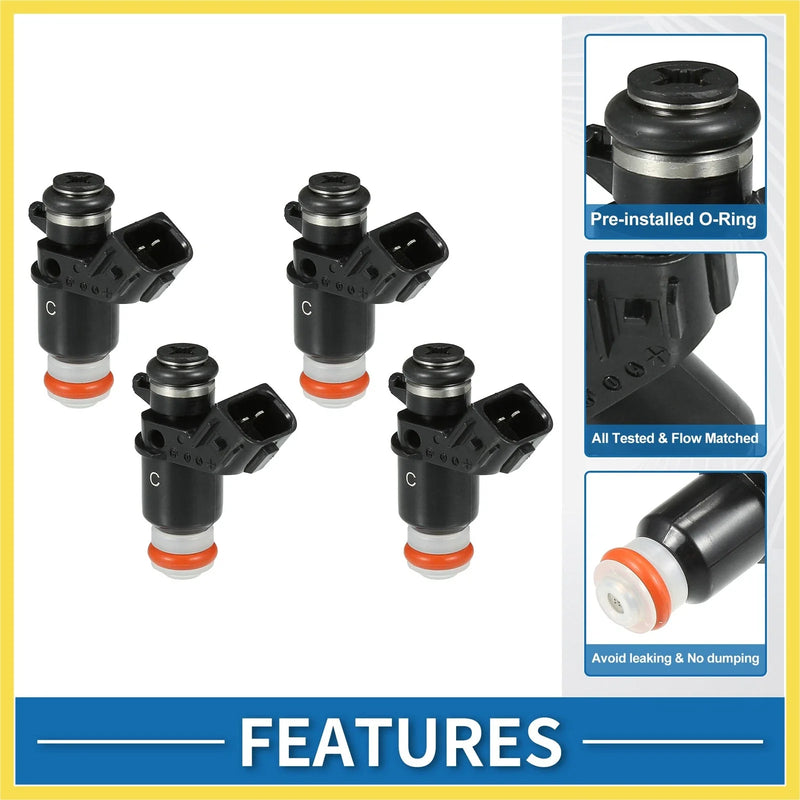 Honda Civic 2001-2005 DX, LX 1.7L - 4 x Black Injectors Fuel Injector