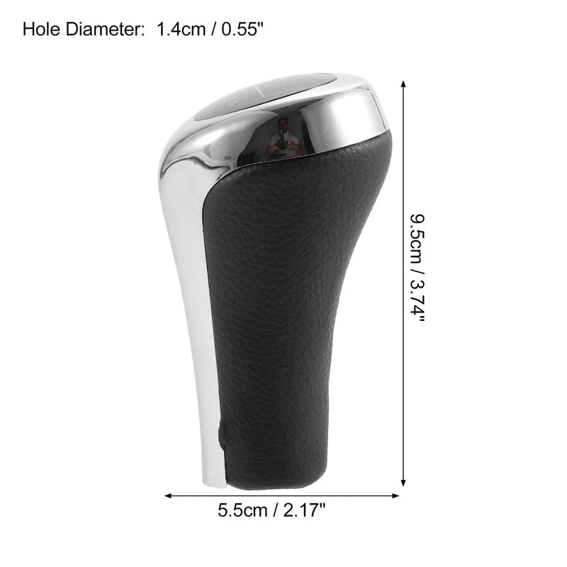 BMW X1 E84 Faux Leather Black Silver Tone 5 Speed Manual Shift Knob Head