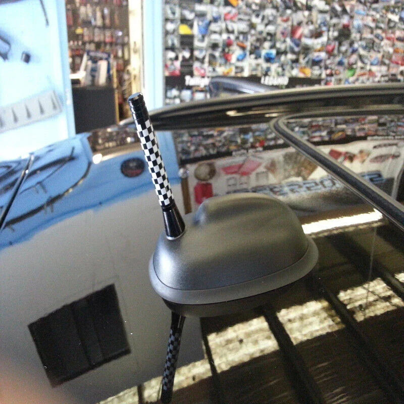 Mini Cooper 3" Checkered Flag Antenna Racing Screw Nut (New)