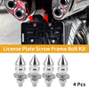 Motorcycle Universal M6 License Plate Screws Cover 45mm Silver Tone 4 Pcs