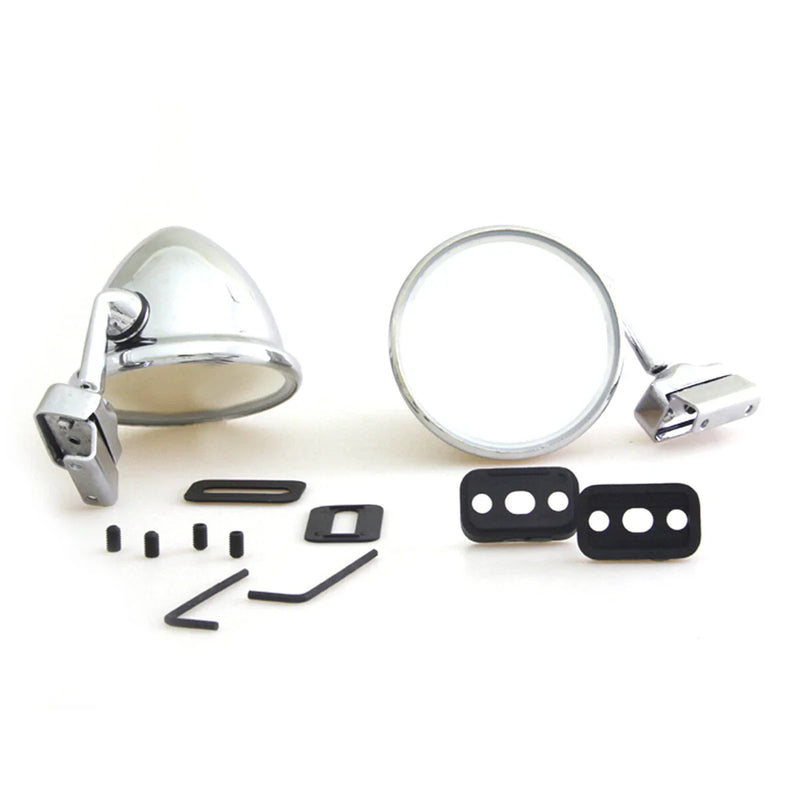 Left / Right Universal Fit 4" Chrome Convex Door and Fender Mirrors