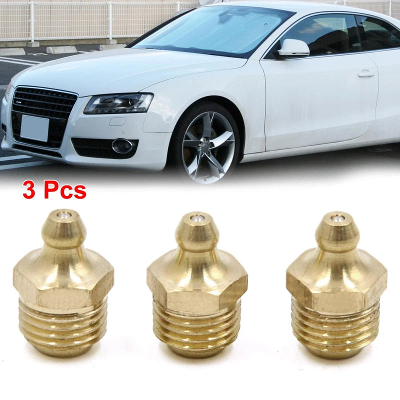 Motorcycle Car Grease Nipple Fitting / 3pcs 1/4" Thread Brass Straight