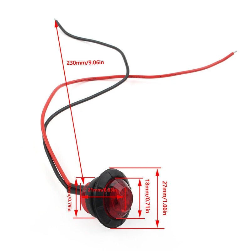 Truck SUV Trailer 12V 3/4" LED Clearance Marker Lights