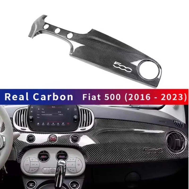 Fiat 500 2016-2023 100% Dry Gloss Carbon Fiber Dashboard Panel Cover Trim
