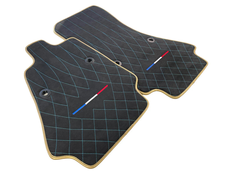 Bugatti Chiron 2018-2022 GOLD Edition Alcantara Leather Floor Mats