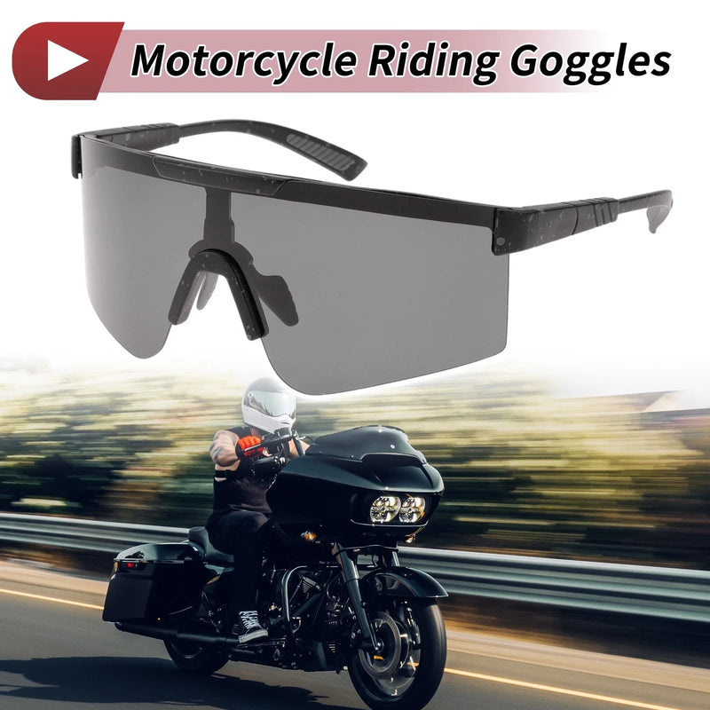Motorcycle Cycling Sunglasses Goggles / Deep Gray Lens / Black Frame