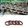 Oil Seal 35x45x8mm Brown 5 Pcs Fluorine Rubber Rotary Shaft Seal