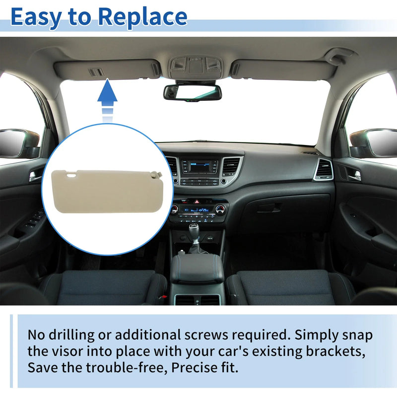 Hyundai Accent 2011-2015 Beige 1 x Pcs Left Side Sun Visor
