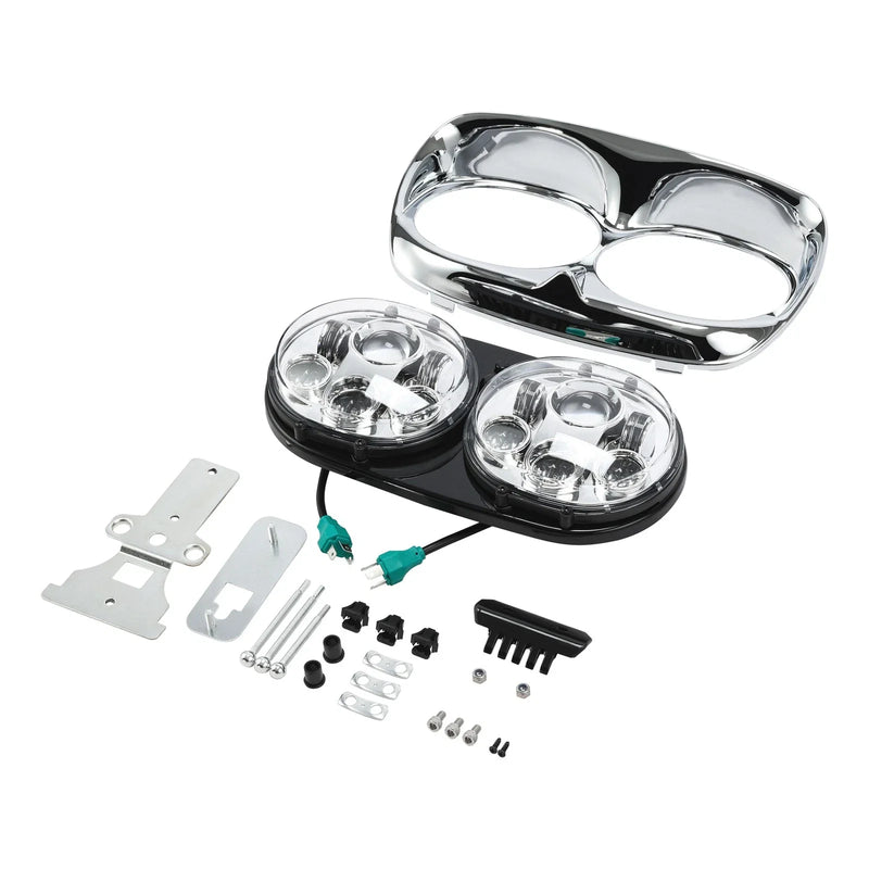 Harley Road Glide 5 3/4in Projector LED Dual Front Headlight Lamp (1998-2013)