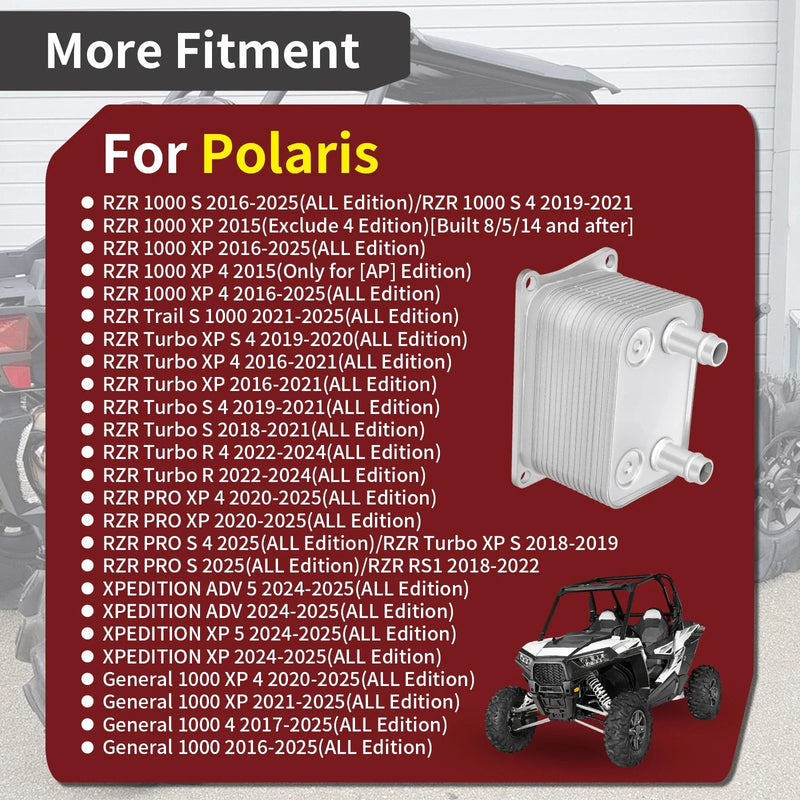 Polaris RZR S 1000 XP 1000 XP 4 1000 Oil to Water Cooler (2016–2025)