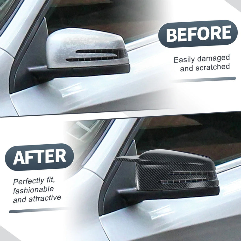 Mercedes-Benz W176 W246 Rearview Mirror Cover Cap 2 x Black Carbon Fiber