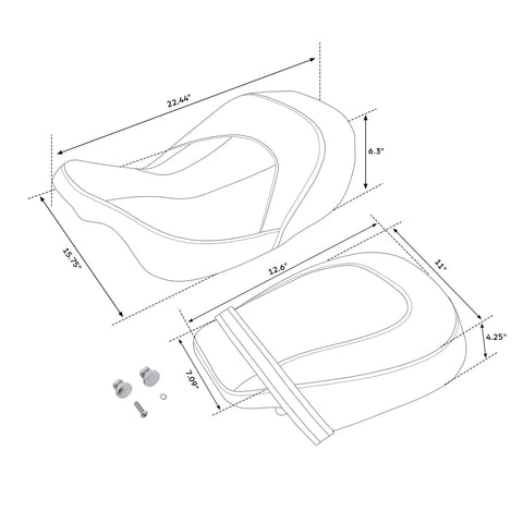 Harley Touring CVO Street Glide Gel Driver Passenger Seat (2009-2023)