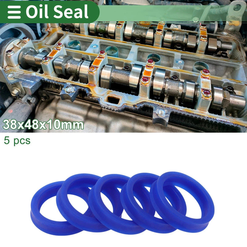Oil Seal 38x48x10mm Rotary Shaft Seal TPU Blue 5 Pcs