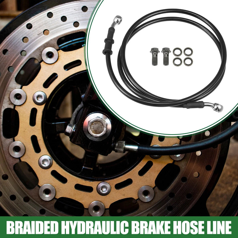 Motorcycle 130cm Braided Hydraulic Brake Line Oil Hose 1 Set