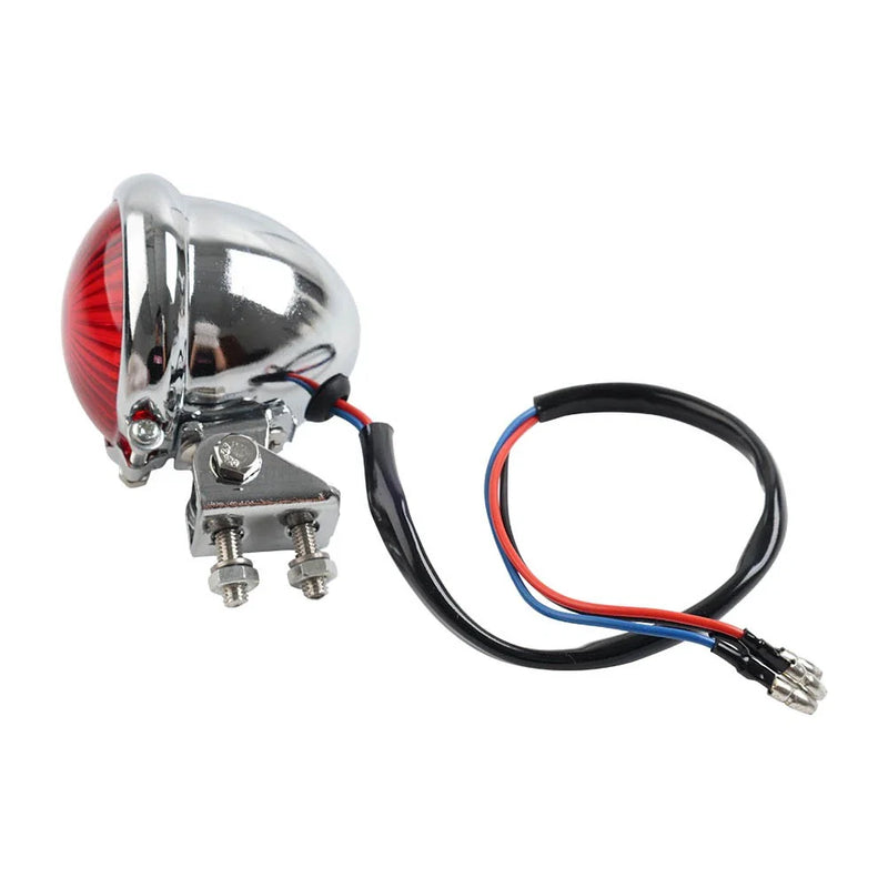Cafe Racer Bobber Chopper Motor Chrome LED Rear Stop Brake Tail Light