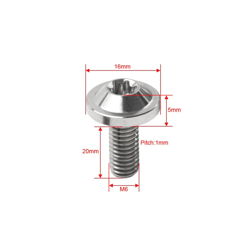 Bike Motorcycle 6 x Black Titanium M6x20mm Torx Head Bolts