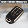 Honda Accord, Civic - 5 Button Remote Control, Black Key Fob Case