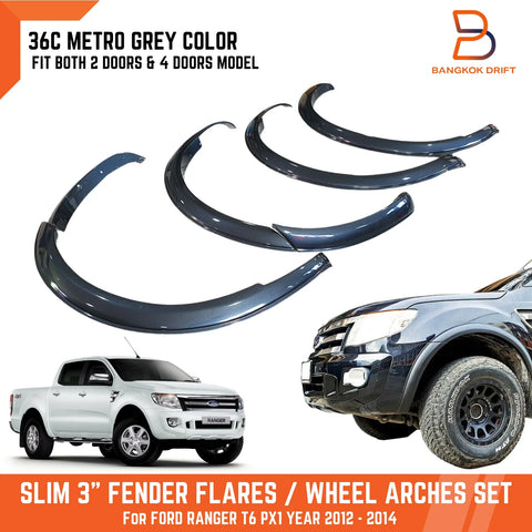 Ford Ranger T6 PX1 3" 36C Metro Grey Slim Fender Flares (2012-2014)