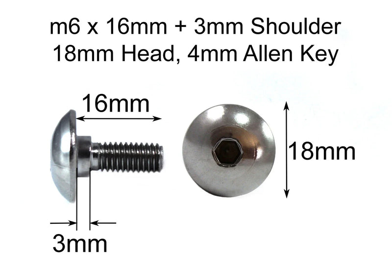 Moto 2x M6 x 16mm Stainless Steel Fork Mud Bolts + 3mm Shoulder
