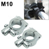 Motorcycles Silver 25MM M10 Rearview Mirror Mount Holders Adapter Clamp