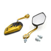 Motorcycle 8mm 10mm Thread Rear View Side Mirror Gold Tone Universal
