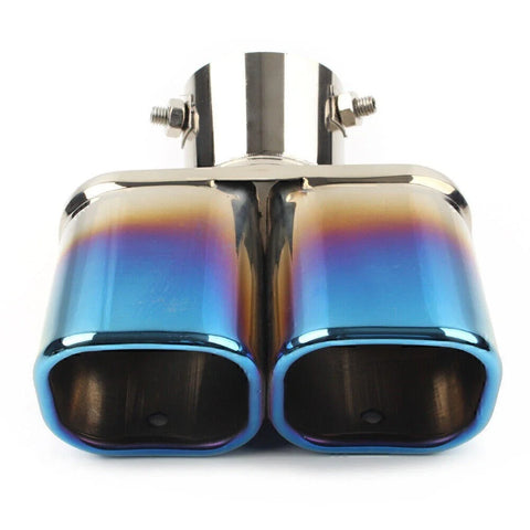 Car Stainless Steel Dual Exhaust Pipe Tail Muffler Tip (Blue)