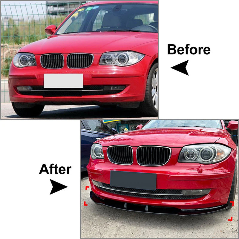 BMW 1 Series E81 E82 E87 E88 Front Bumper Lip Splitter Spoiler Black (2004-2013)