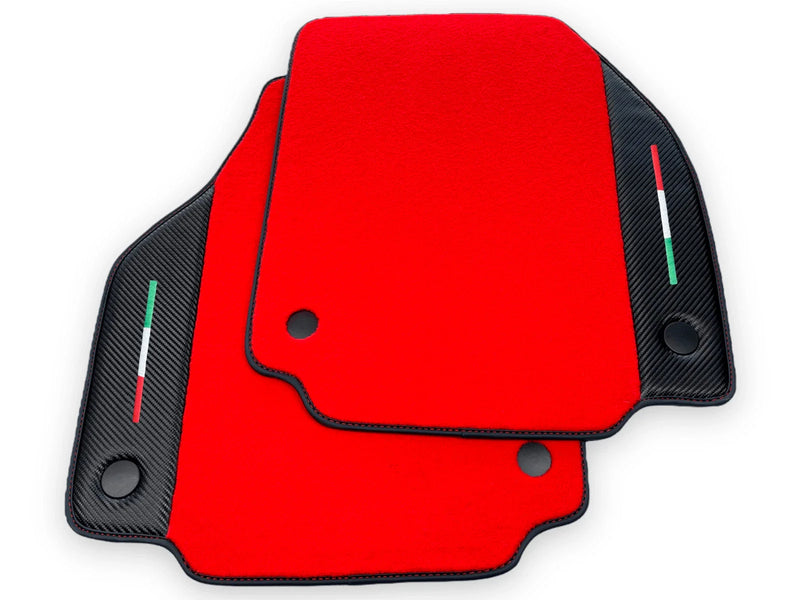 Ferrari F8 Tributo (2020-2023) - Carbon Leather Tailored Red Floor Mats