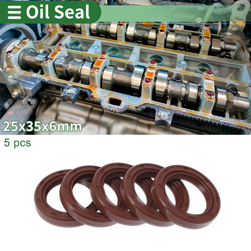 Make Model Oil Seal 25x35x6mm Brown 5 Pcs
