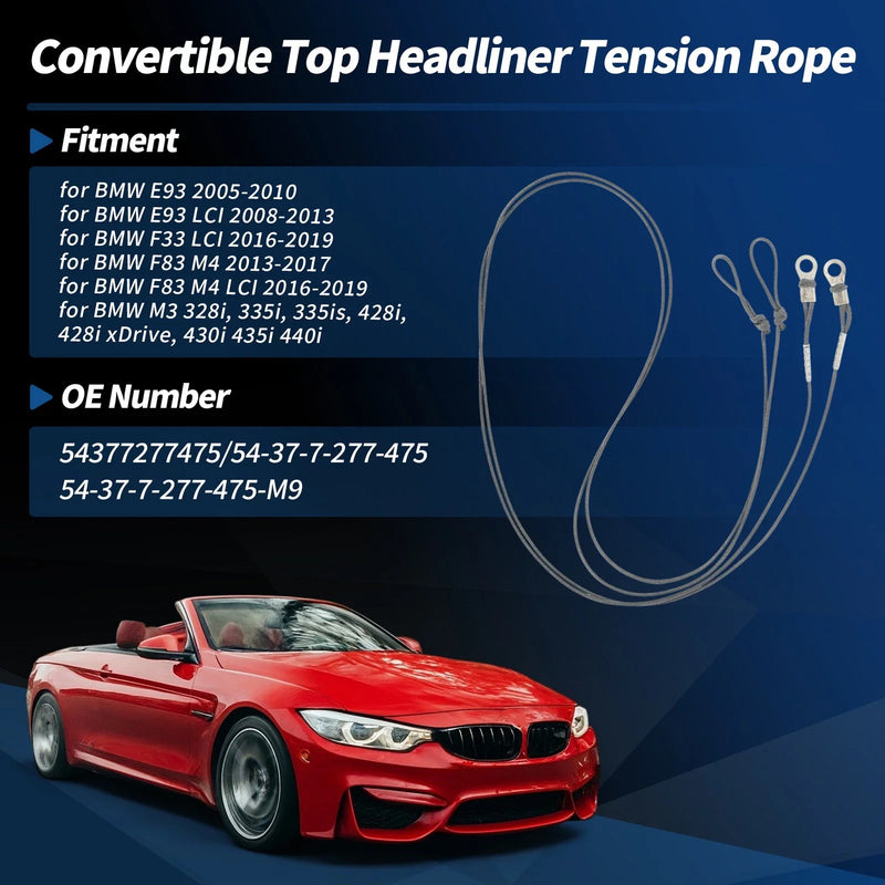 BMW E93 F33 F83 M4 M3 Convertible Top Headliner Tension Rope