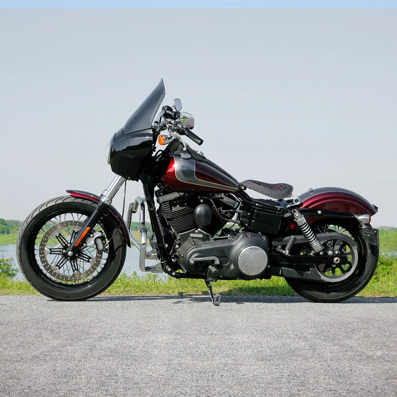 Harley Dyna Street Bob Wide Glide Black Red Driver Solo Seat (2007-2017)