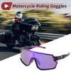 Motorcycle Riding Goggles Purple Lens Black with Red Blue Spots Frame