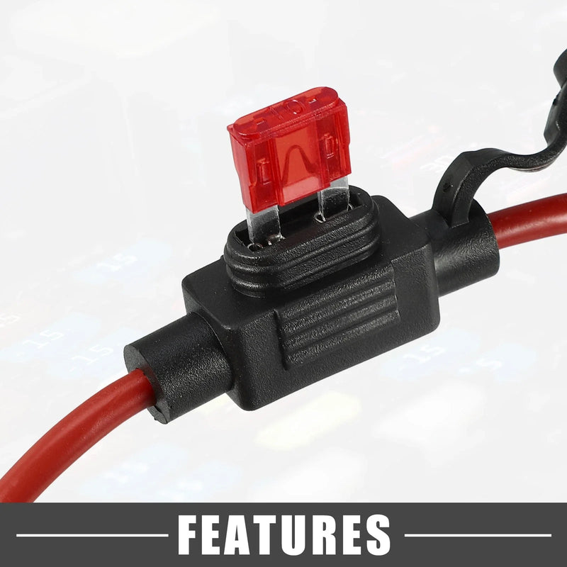 Car 10A Mini Blade Style Fuse Set with 16 AWG Holder