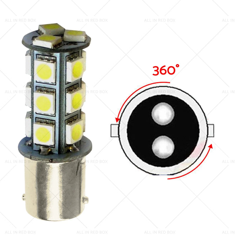 Caravan Car 12V BA15D LED 18 SMD Cool White Light Globes