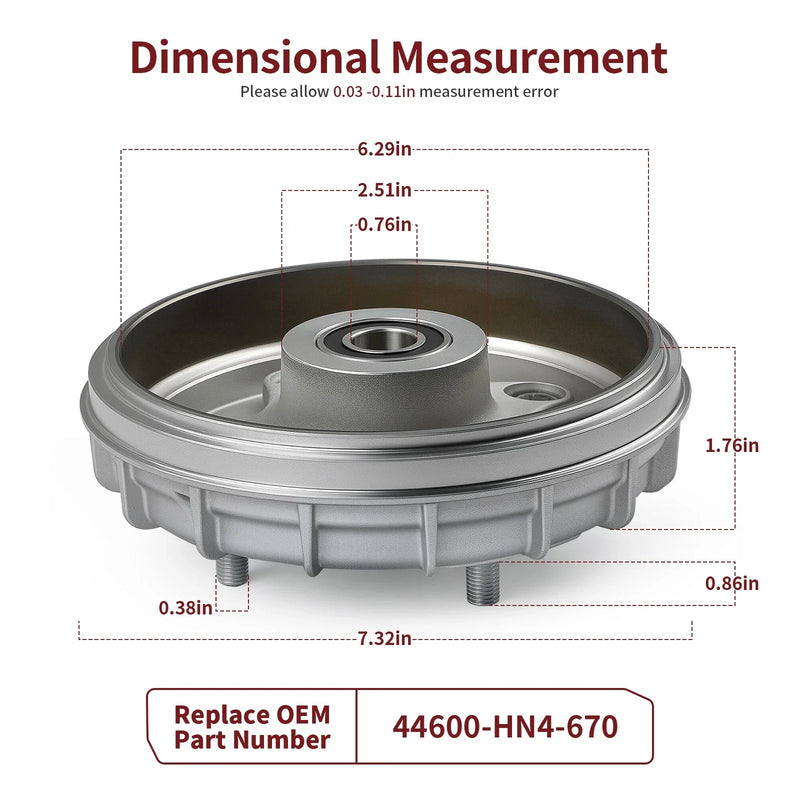 Honda Rancher 350 2X4 TRX350TM 2 x Front Brake Drum (2000–2006)